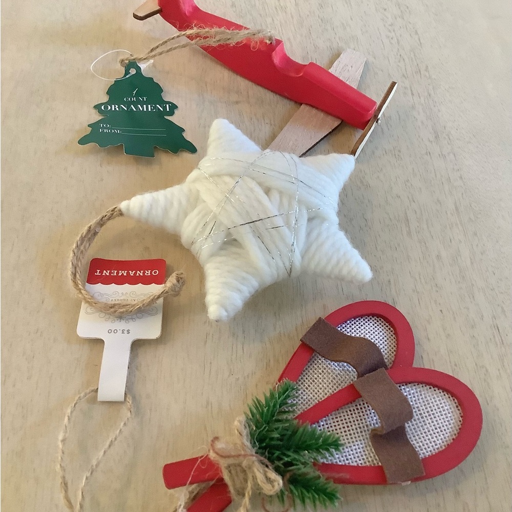 3 Target Star + Snowshoe + Plane Ornaments